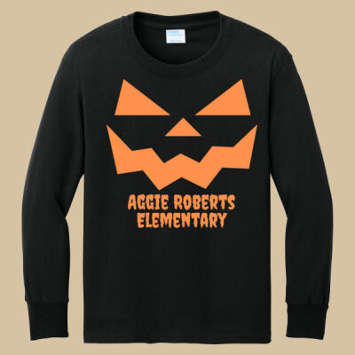 Youth Long Sleeve Shirt - Fall Holidays - Jack O' Lantern - Orange Thumbnail