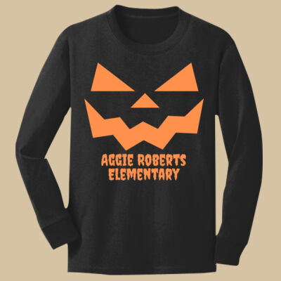 Youth Long Sleeve Shirt - Fall Holidays - Jack O' Lantern - Orange Thumbnail