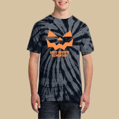 Adult Tie-Dye T-Shirt - Fall Holidays - Jack O' Lantern - Orange Thumbnail