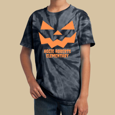Youth Tie-Dye T-Shirt - Fall Holidays - Jack O' Lantern - Orange Thumbnail