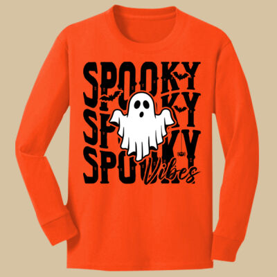 Youth Long Sleeve Shirt - Fall Holidays - Spooky Vibes Thumbnail