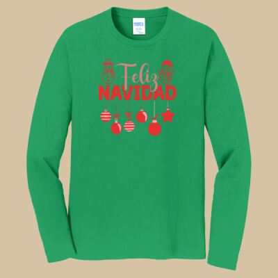 Adult Long Sleeve Shirt - Winter Holidays - Feliz Festive - Red Thumbnail