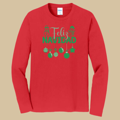 Adult Long Sleeve Shirt - Winter Holidays - Feliz Festive - Green Thumbnail