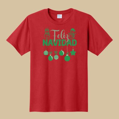 Adult T-Shirt - Winter Holidays - Feliz Festive - Green Thumbnail