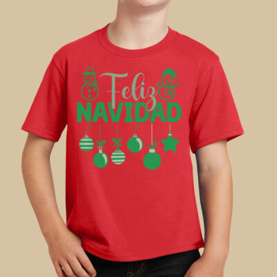 Youth T-Shirt - Winter Holidays - Feliz Festive - Green Thumbnail