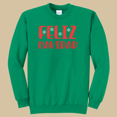Adult Crewneck - Winter Holidays - Feliz Navidad - Red Thumbnail