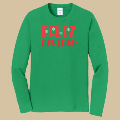 Adult Long Sleeve Shirt - Winter Holidays - Feliz Navidad - Red Thumbnail