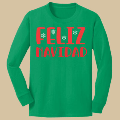 Youth Long Sleeve Shirt - Winter Holidays - Feliz Navidad - Red Thumbnail