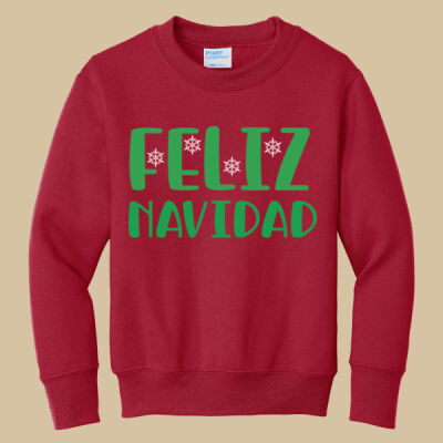 Youth Crewneck - Winter Holidays - Feliz Navidad - Green Thumbnail