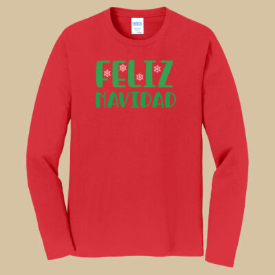 Adult Long Sleeve Shirt - Winter Holidays - Feliz Navidad - Green Thumbnail