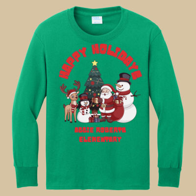 Youth Long Sleeve Shirt - Winter Holidays - Happy Holidays - Red Thumbnail