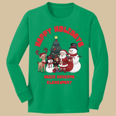 Youth Long Sleeve Shirt - Winter Holidays - Happy Holidays - Red Thumbnail