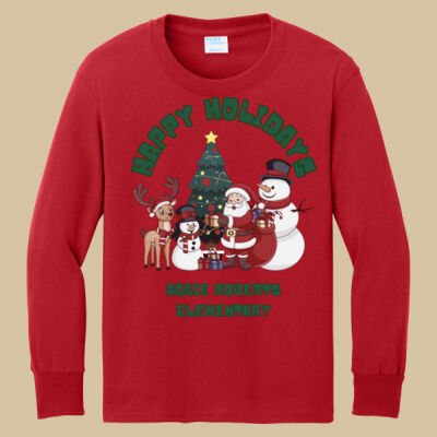 Youth Long Sleeve Shirt - Winter Holidays - Happy Holidays - Green Thumbnail