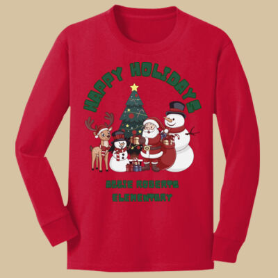 Youth Long Sleeve Shirt - Winter Holidays - Happy Holidays - Green Thumbnail