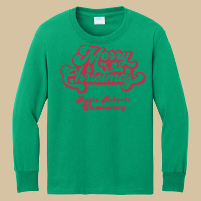 Youth Long Sleeve Shirt - Winter Holidays - Merry Christmas - Red Thumbnail