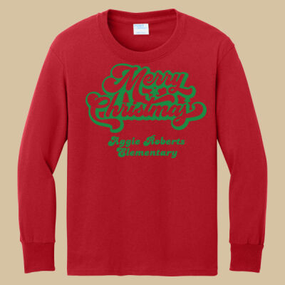 Youth Long Sleeve Shirt - Winter Holidays - Merry Christmas - Green Thumbnail