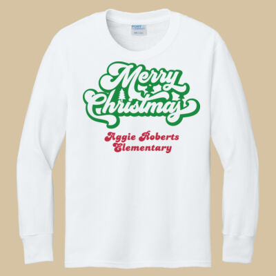 Youth Long Sleeve Shirt - Winter Holidays - Merry Christmas - Green & Red Thumbnail