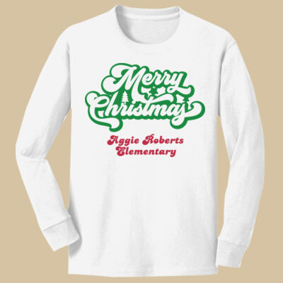 Youth Long Sleeve Shirt - Winter Holidays - Merry Christmas - Green & Red Thumbnail